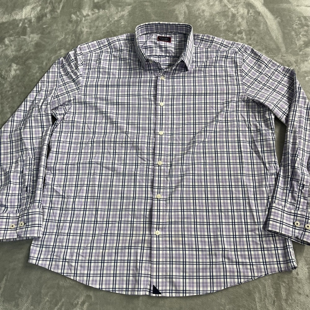 UNTUCKit Shirt Mens 2XL Purple Plaid Long Sleeve Button Up Stretch Nylon Casual